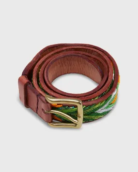 1.25" African Beaded Belt in Mango/Green Arrow