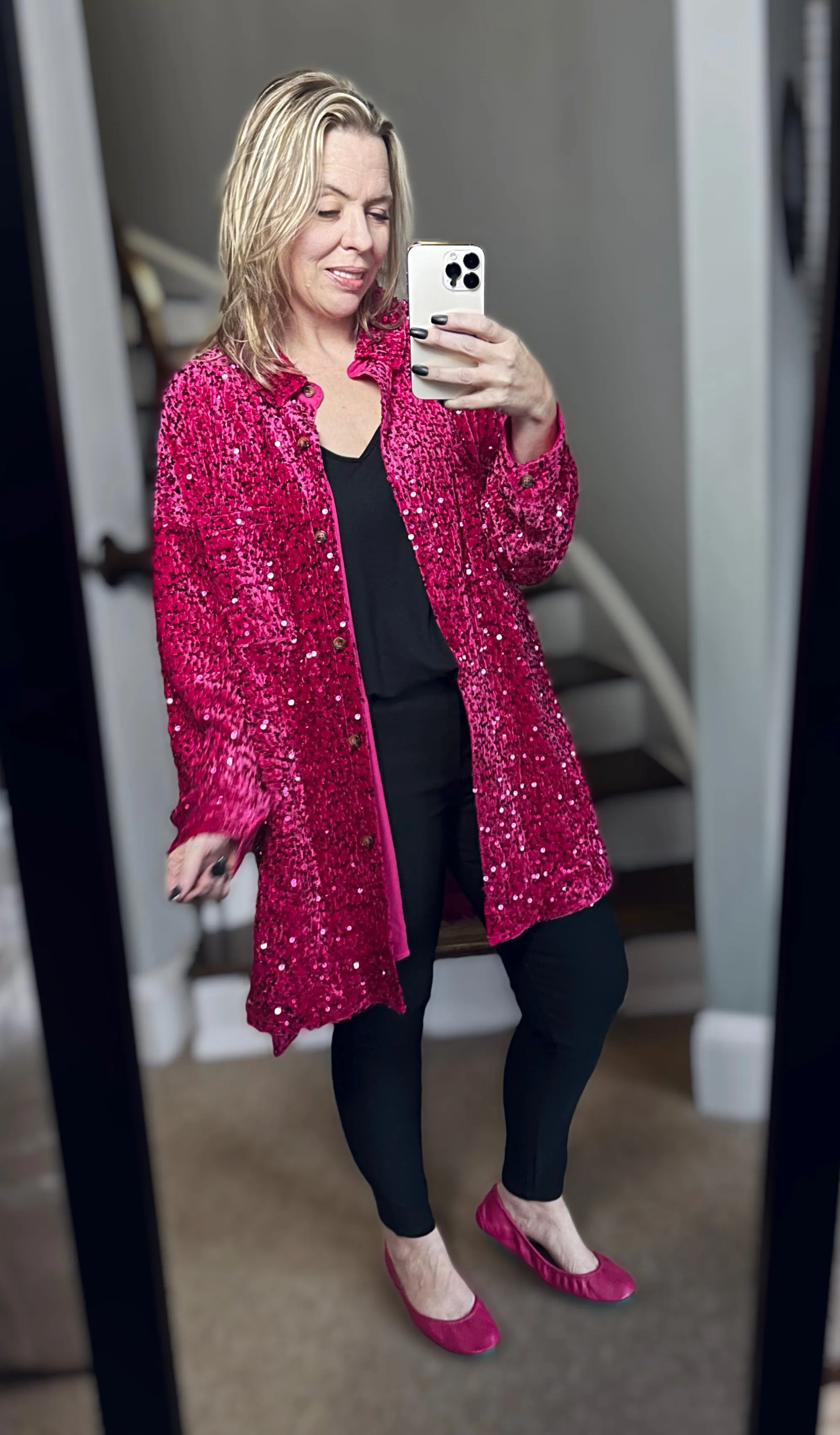 2 Colors - Sequins and Velvet Button Down Shirt Dress / Cardigan