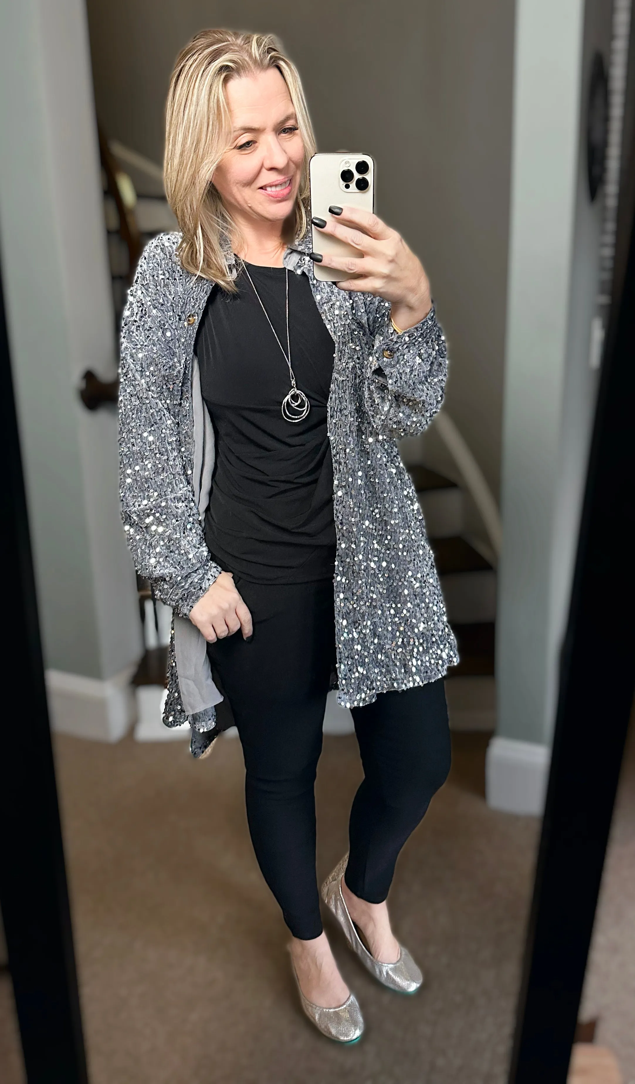 2 Colors - Sequins and Velvet Button Down Shirt Dress / Cardigan