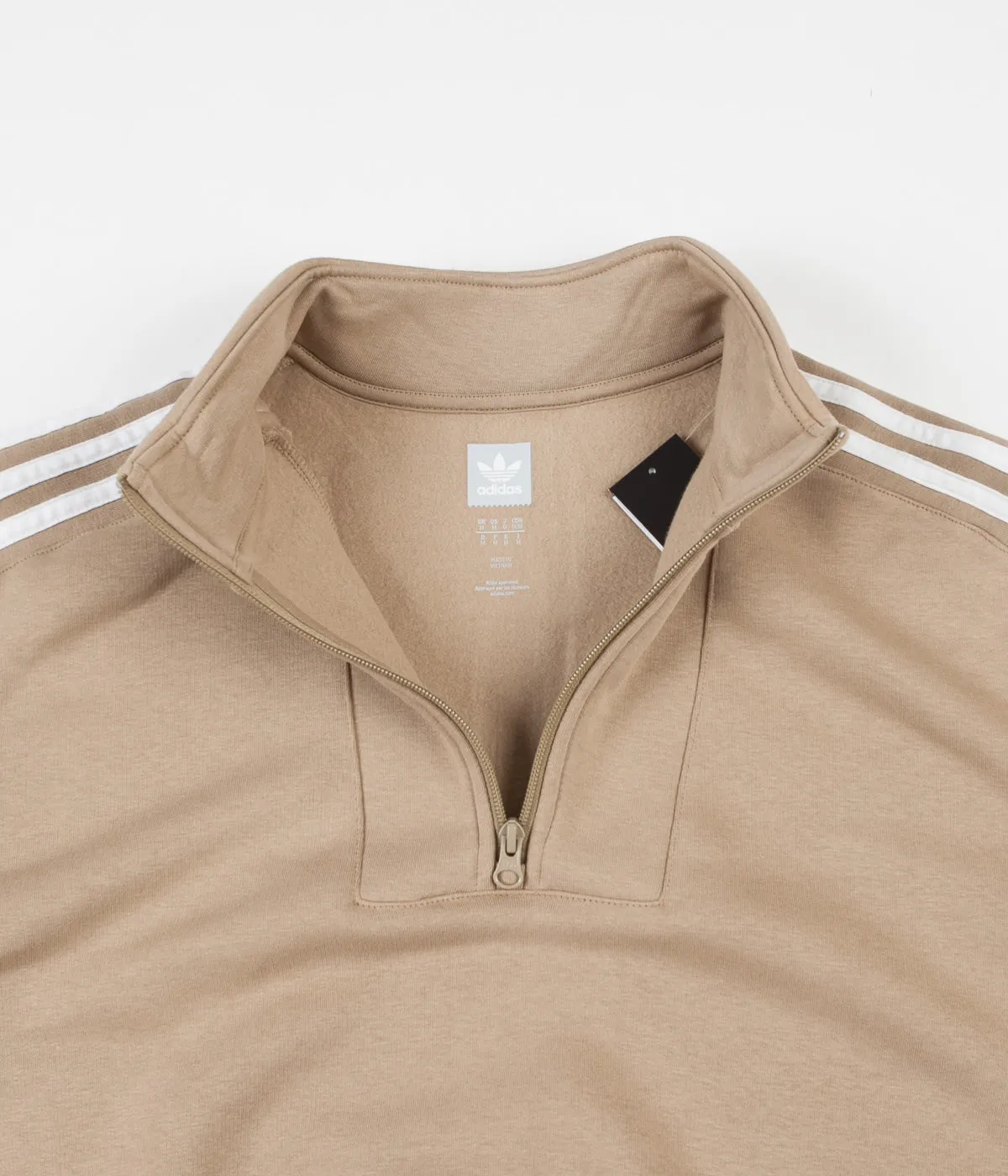 Adidas Modular FLC 2 Quarter Zip Sweatshirt - Hemp / White / Power Red