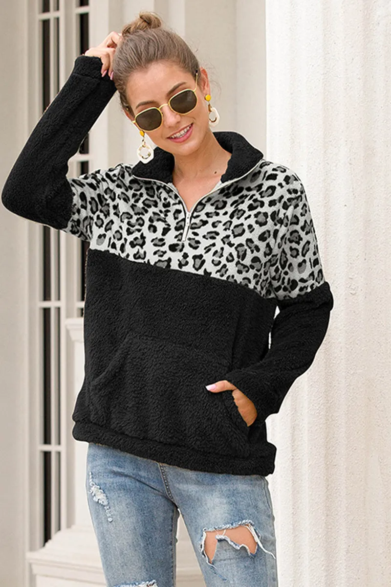 *APP EXCLUSIVE* Grey Leopard Sherpa Pullover