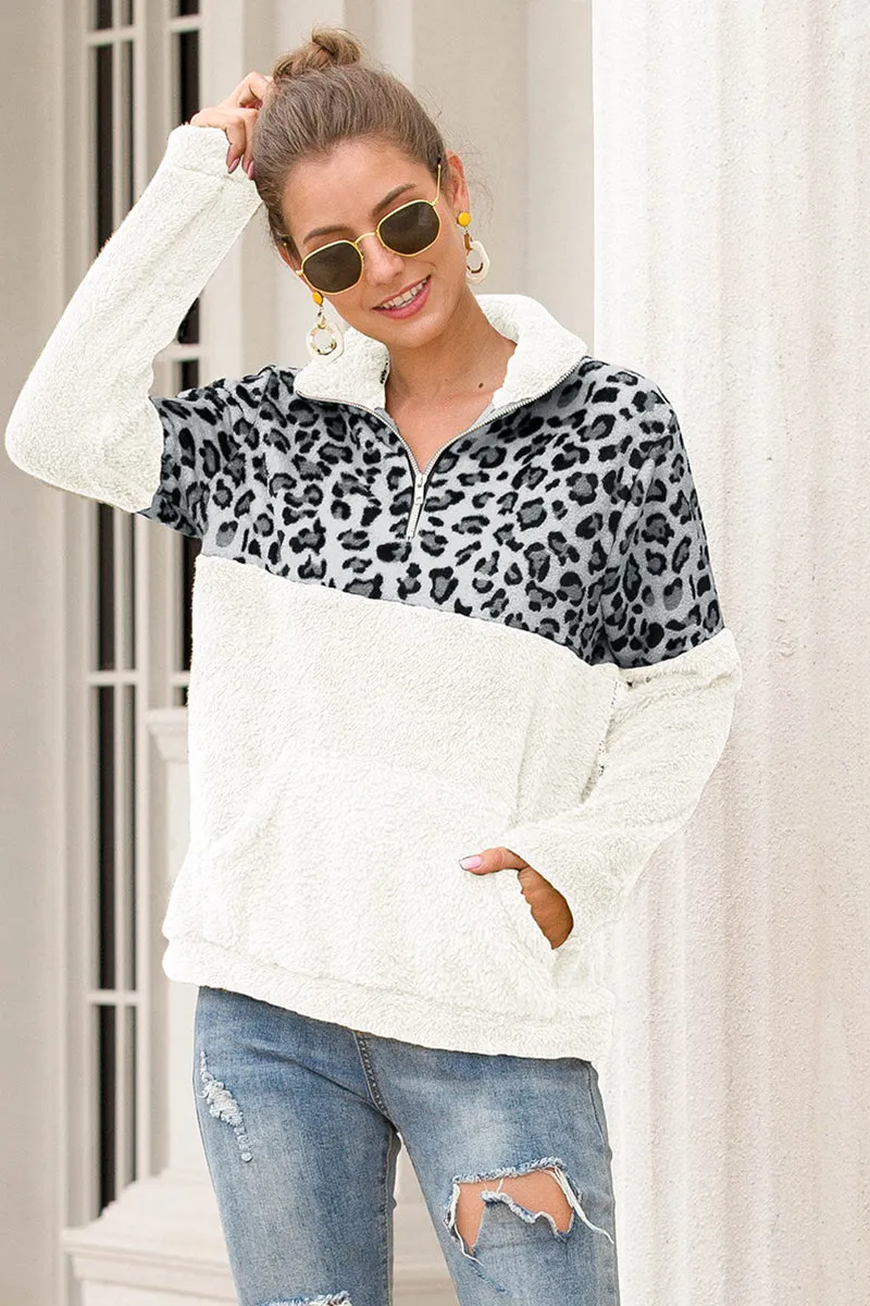 *APP EXCLUSIVE* Grey Leopard Sherpa Pullover