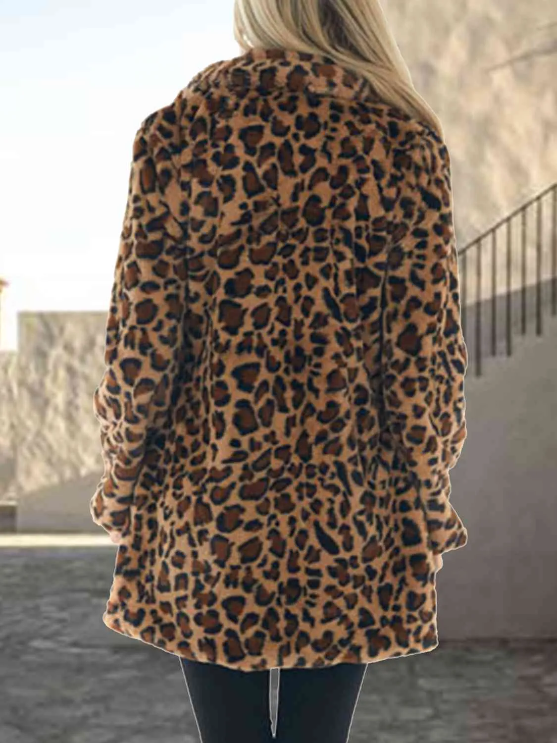 *APP EXCLUSIVE* Leopard Collared Neck Coat with Pockets