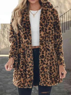 *APP EXCLUSIVE* Leopard Collared Neck Coat with Pockets