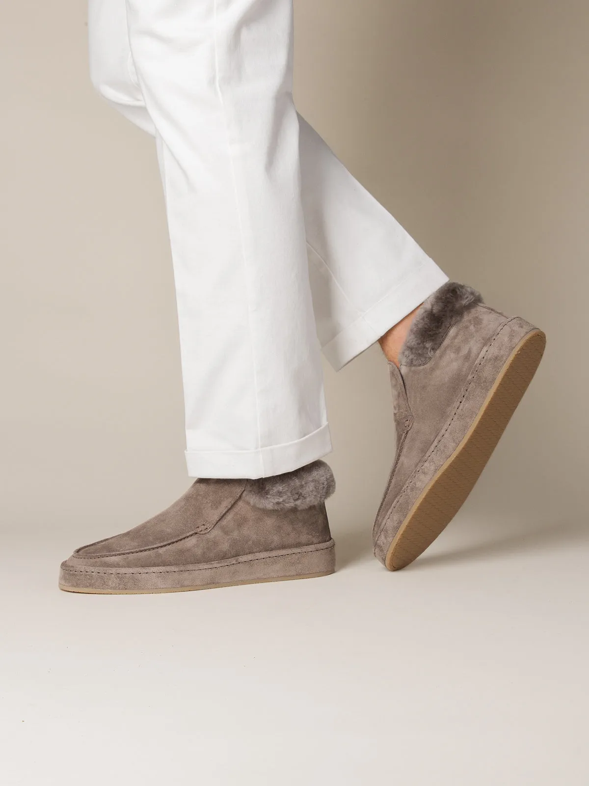 Ash Grey Voyager City Loafer Fur Trim