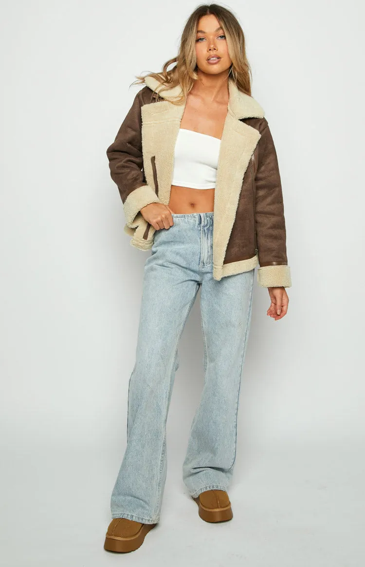 Aviator Brown Sherpa Jacket