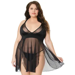 Babydoll & G-String Black OS XL Hanging