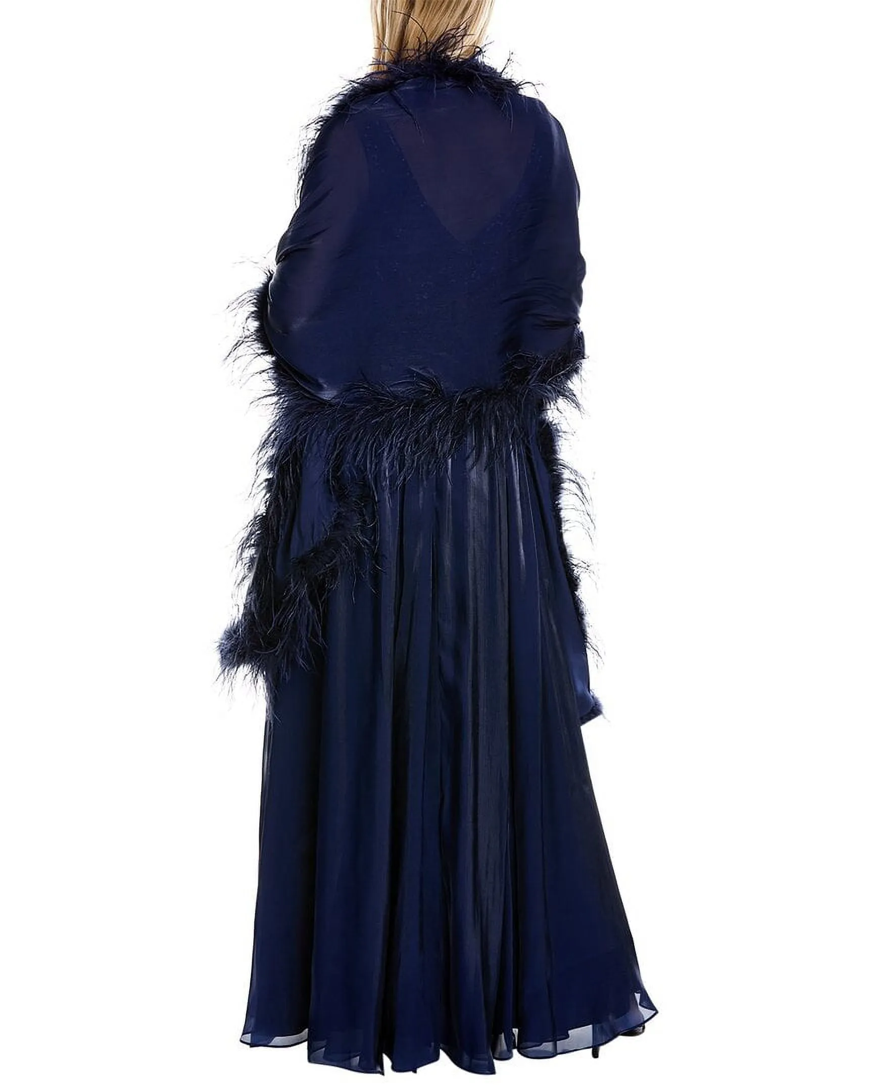 Badgley Mischka Feather Wrap Sequin Gown