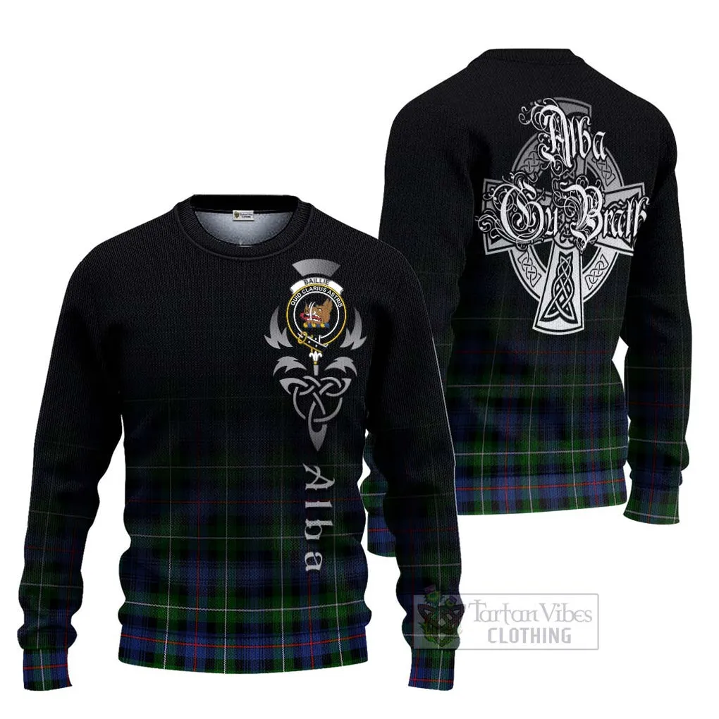 Baillie (Bailey) Tartan Ugly Sweater Featuring Alba Gu Brath Family Crest Celtic Inspired