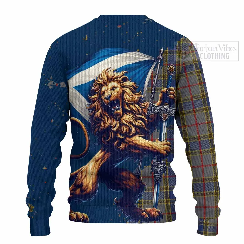 Balfour Tartan Family Crest Knitted Sweater with Scottish Majestic Lion