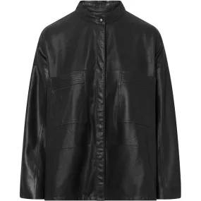 Beautiful LS Kerry leather shirt / 51106 - Black (Nero)