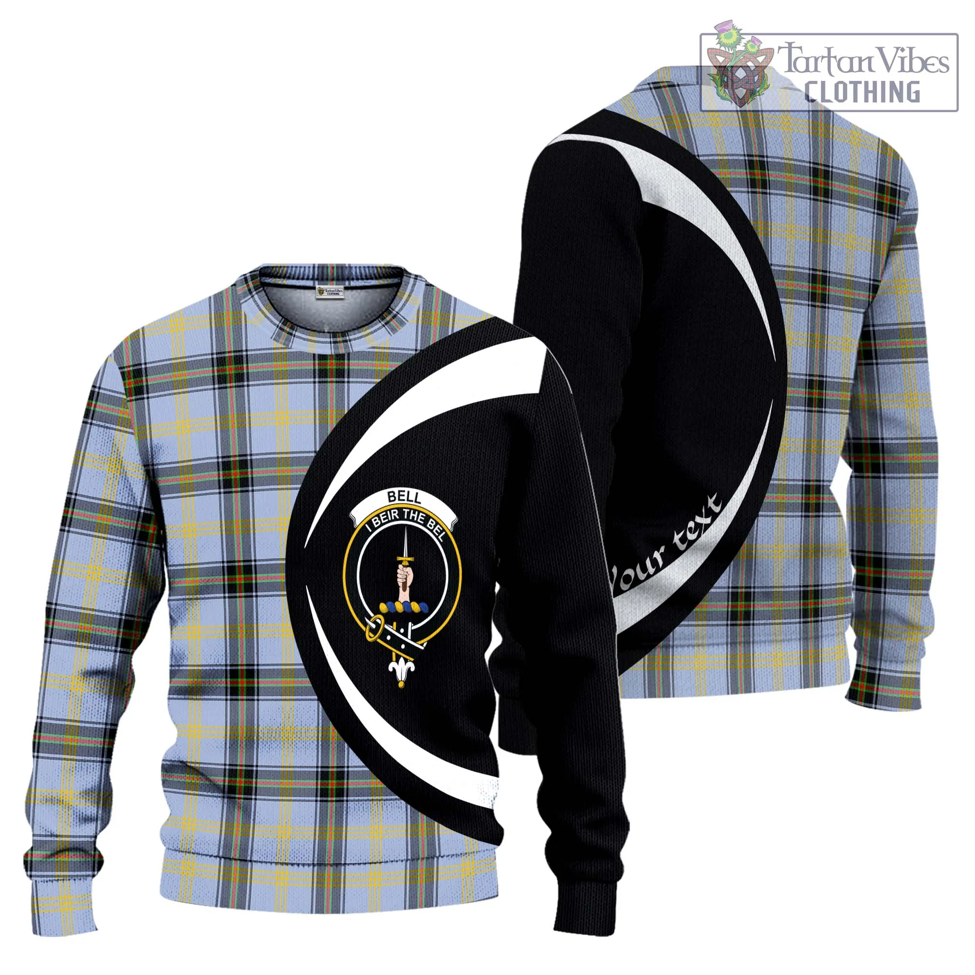 Bell Tartan Ugly Sweater with Family Crest Circle Style