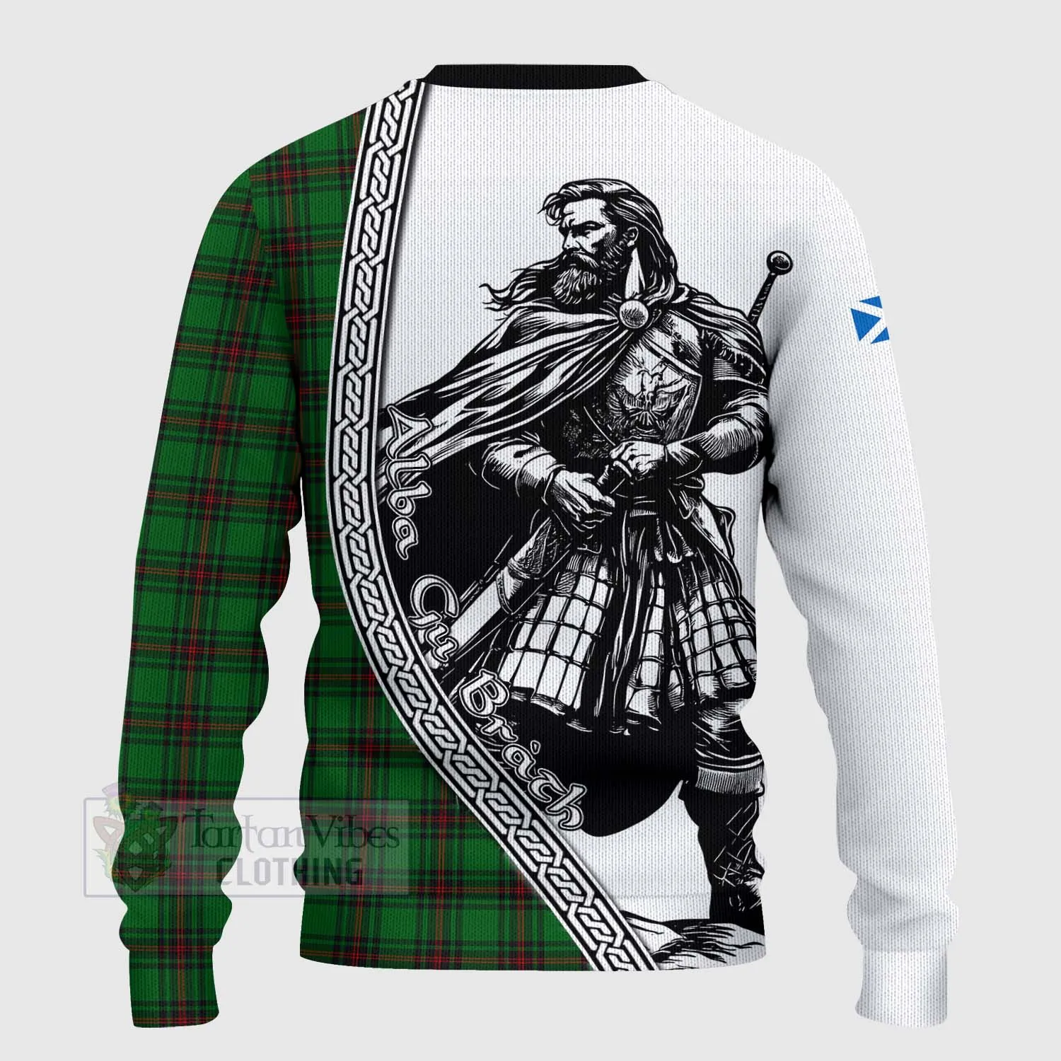 Beveridge Tartan Clan Crest Knitted Sweater with Highlander Warrior Celtic Style