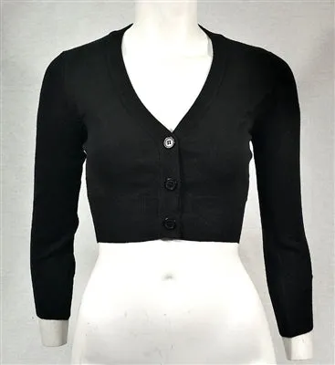 Black Cropped 3/4 Sleeve Cardigan