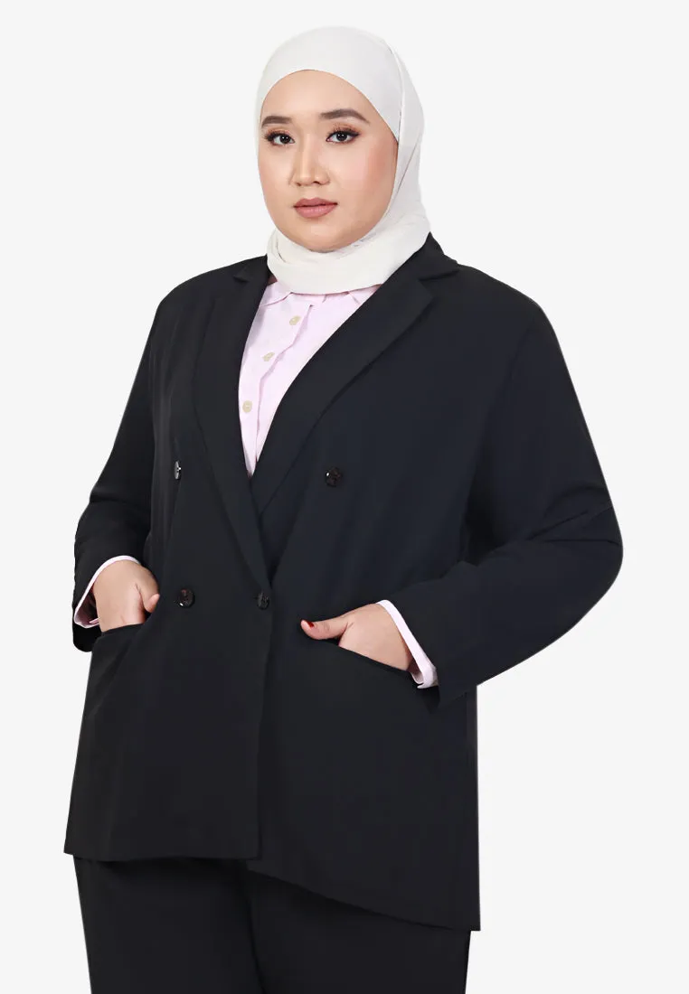 Blaise Double Breasted Soft Blazer - Black