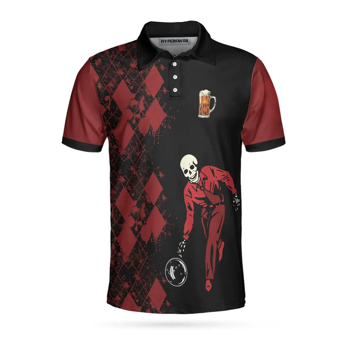 Bowling With A Chance Of Drinking Polo Shirt, Red And Black Bowling Shirt For Men, Bowling Beer Polo Shirt Coolspod