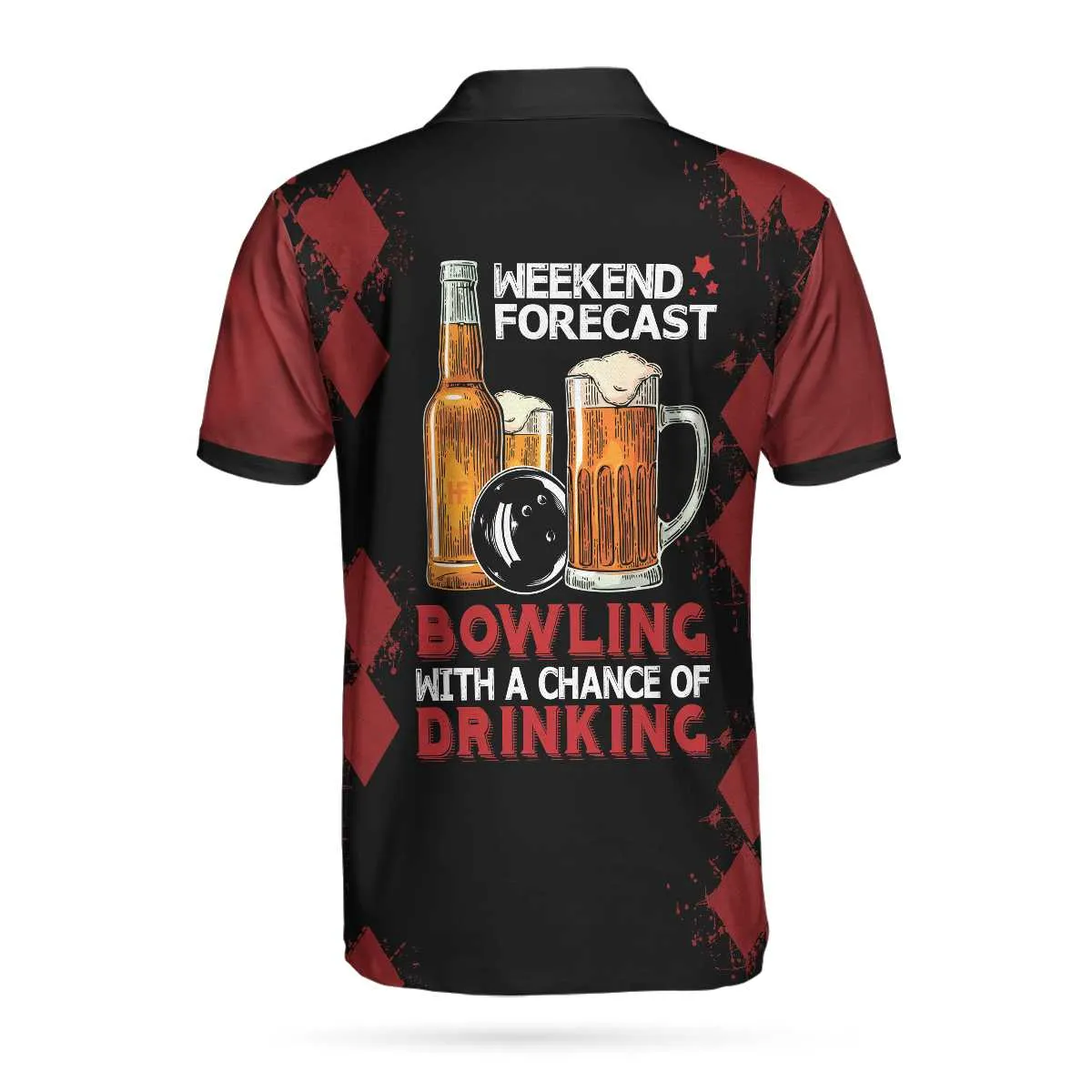 Bowling With A Chance Of Drinking Polo Shirt, Red And Black Bowling Shirt For Men, Bowling Beer Polo Shirt Coolspod