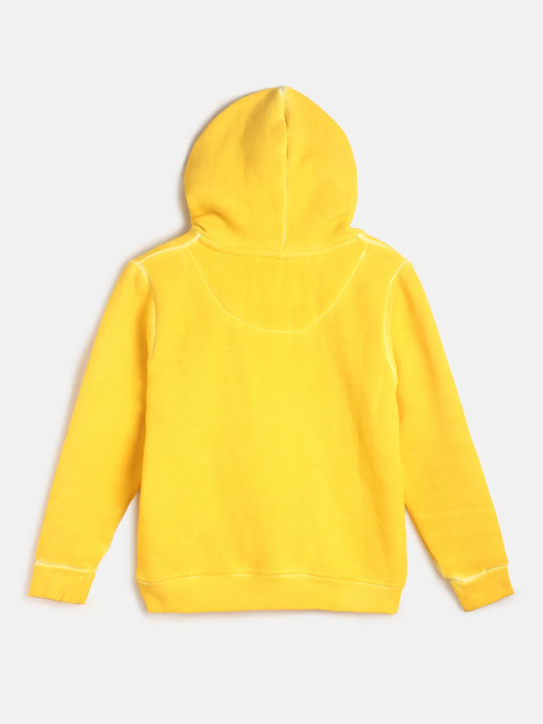 Boys Yellow Cotton Poly Sweatshirt With Hood