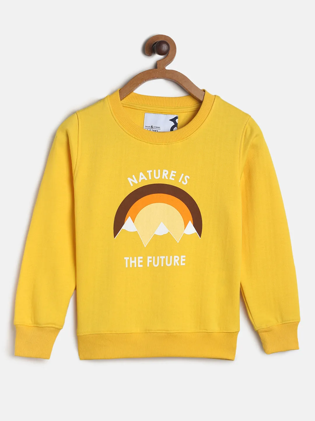 Boys Yellow Printed Sweatshirt