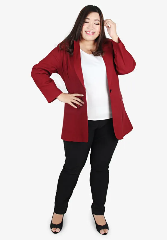 Breanne FLEXI Collared Professional Blazer - Dark Red