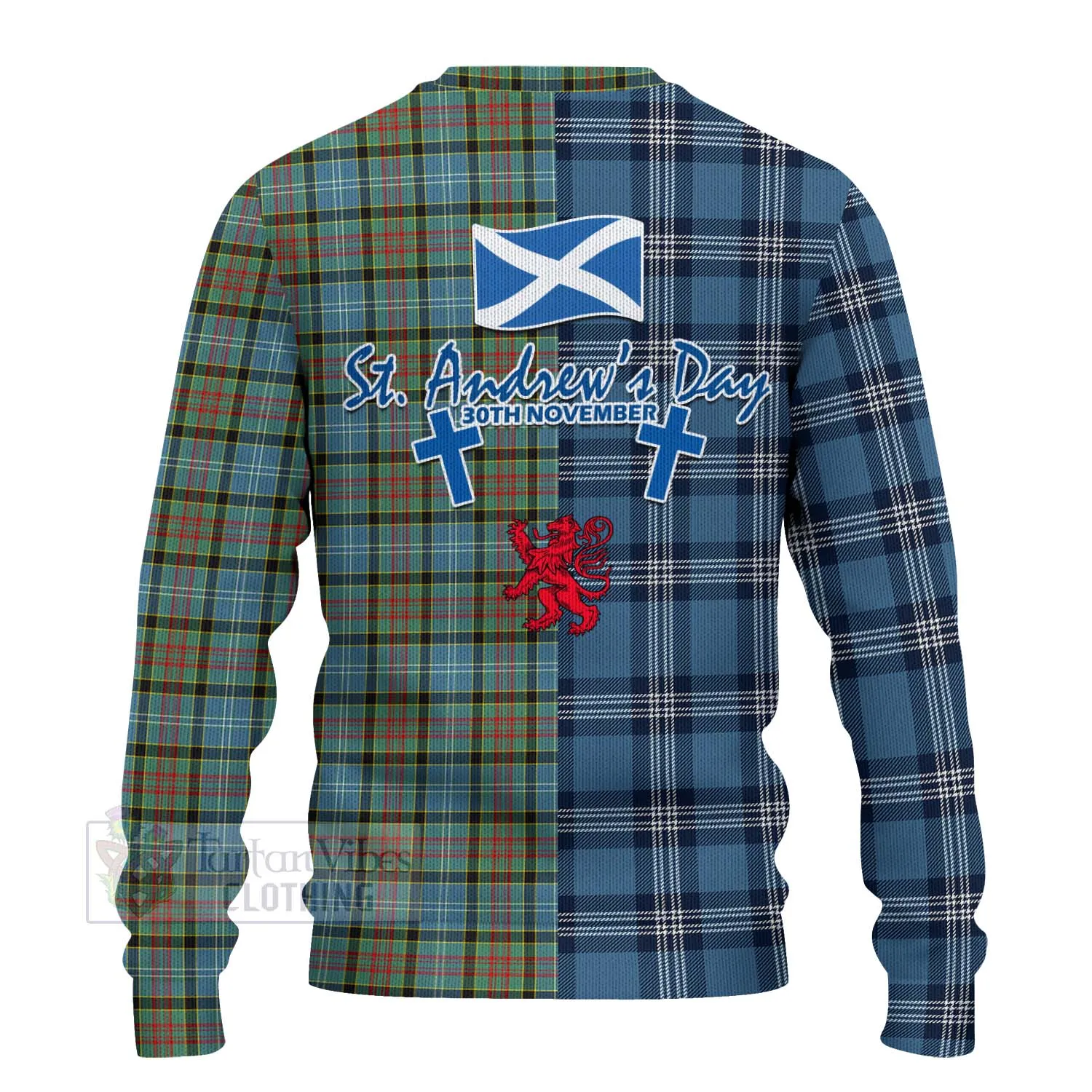 Brisbane Tartan Knitted Sweater Happy St. Andrew's Day Half Tartan Style