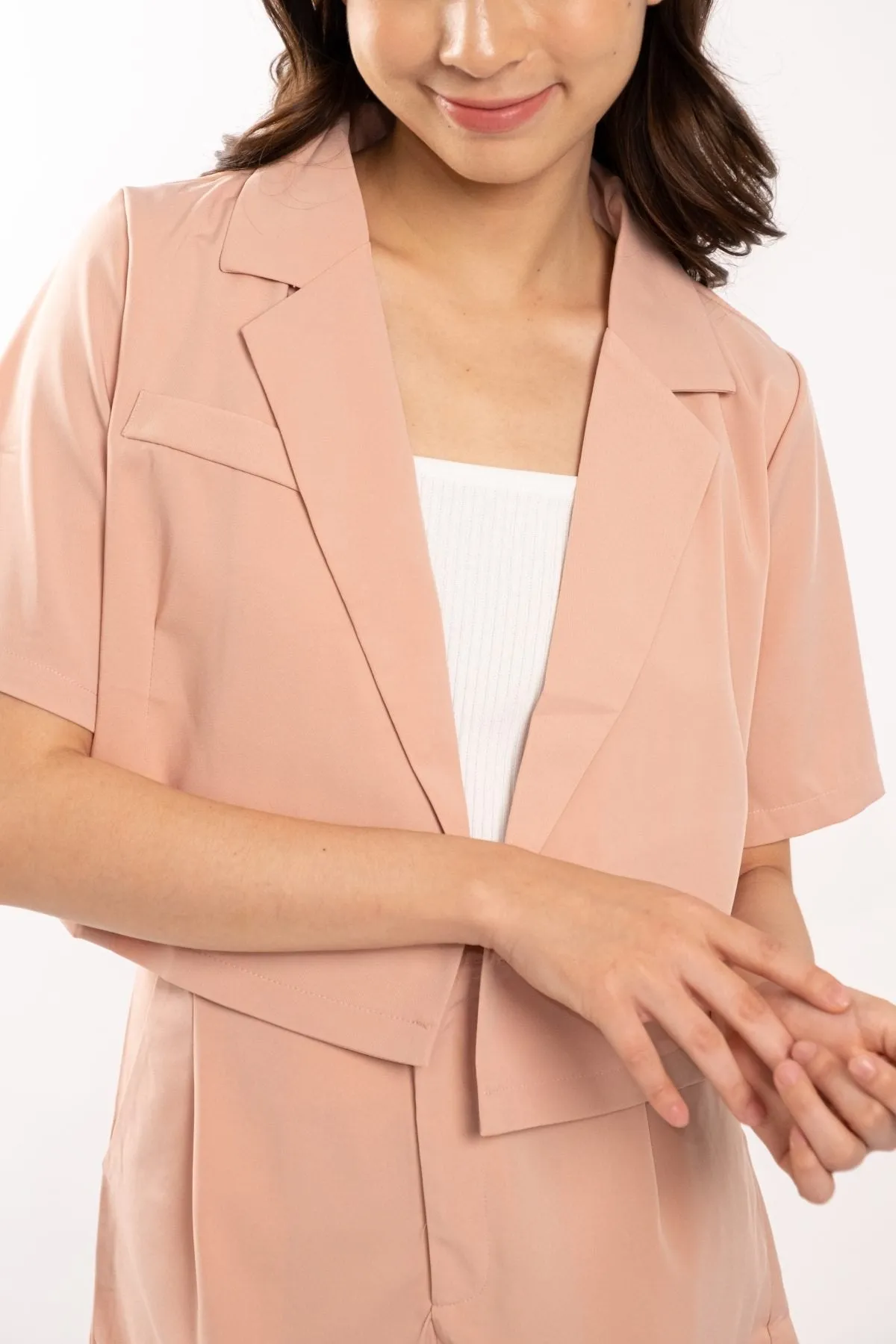 Camille Crop Blazer Set (Pink)