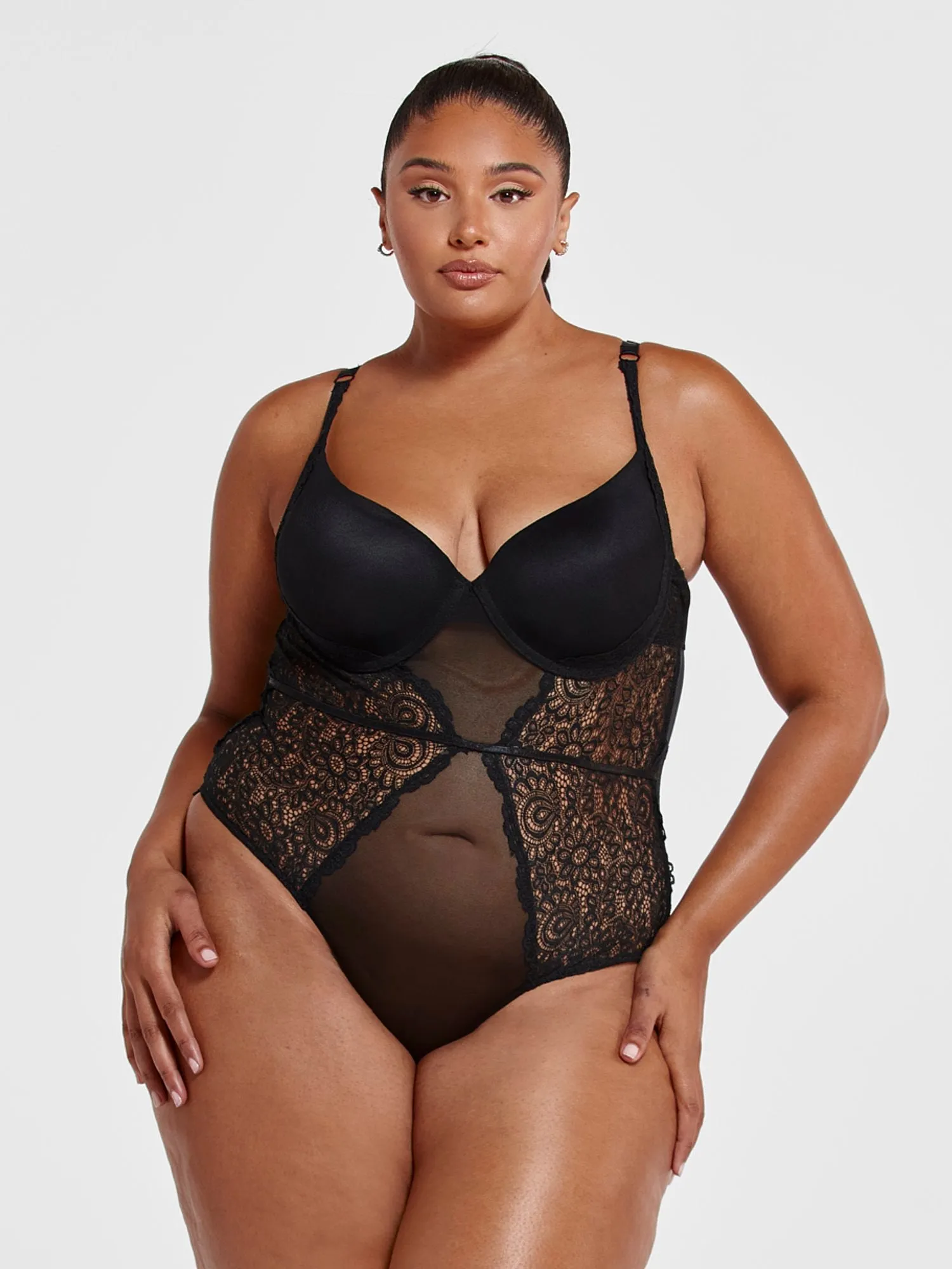 Carla Lace and Mesh Bodysuit