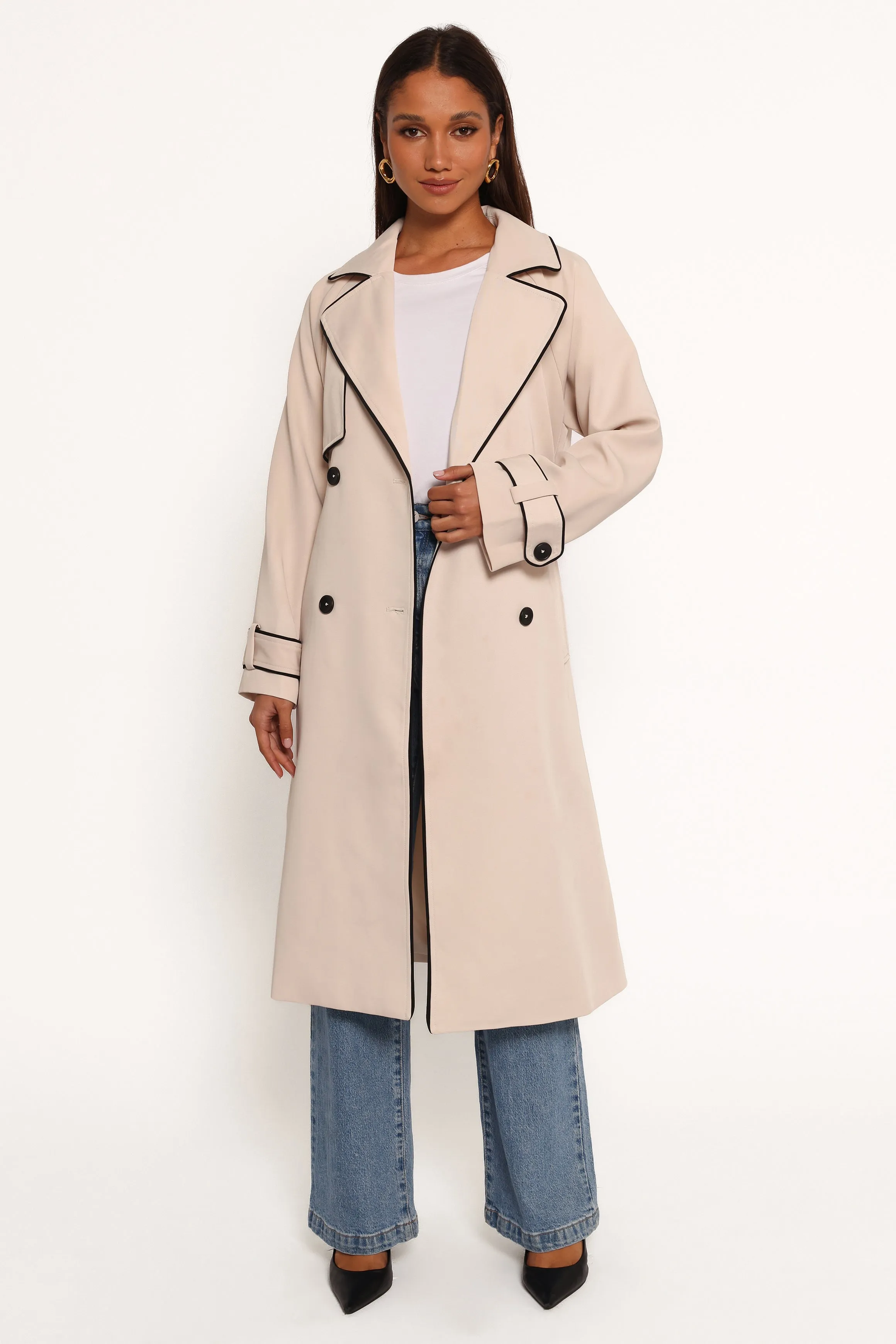 Cayenne Contrast Binding Trench Coat - Beige