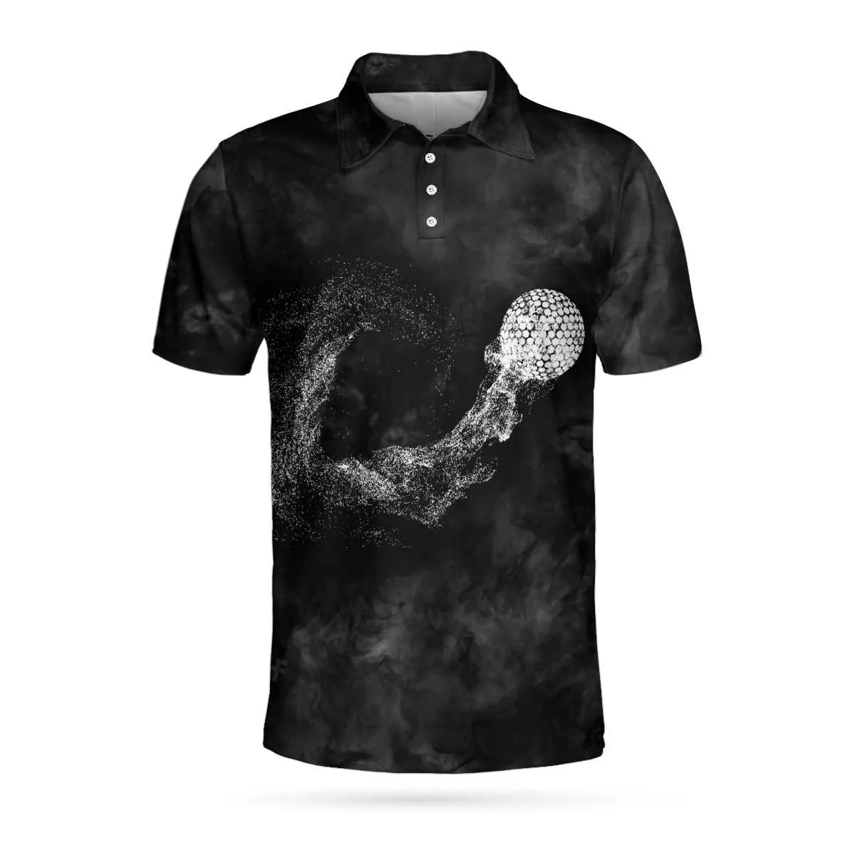 Classic Golf Ball On Smoke Background Polo Shirt, Geometric Circle Dot Graphic Polo Shirt, Best Golf Shirt For Men Coolspod