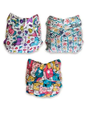 Combo of 3 Reusable Diapers - Option K