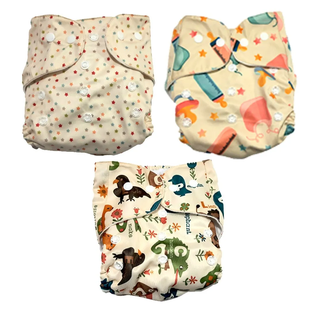 Combo of 3 Reusable Diapers - Option P