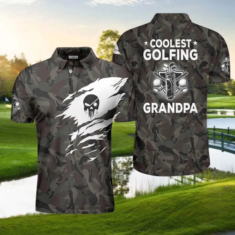 Coolest Golfing Grandpa Camouflage Pattern Golf Polo Shirt Coolspod