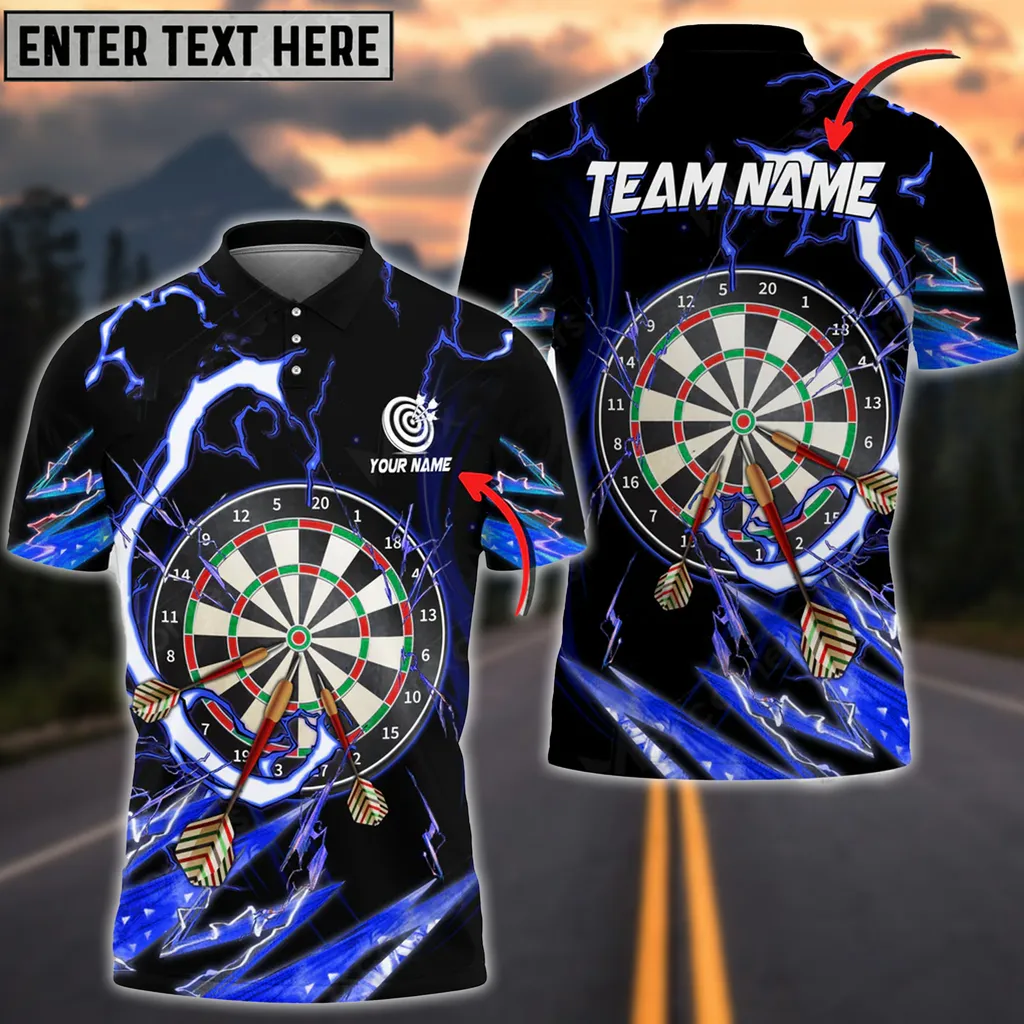 Coolspod Multilcolor Breath Of Thunder Darts Personalized Name, Team Name 3D Polo Shirt