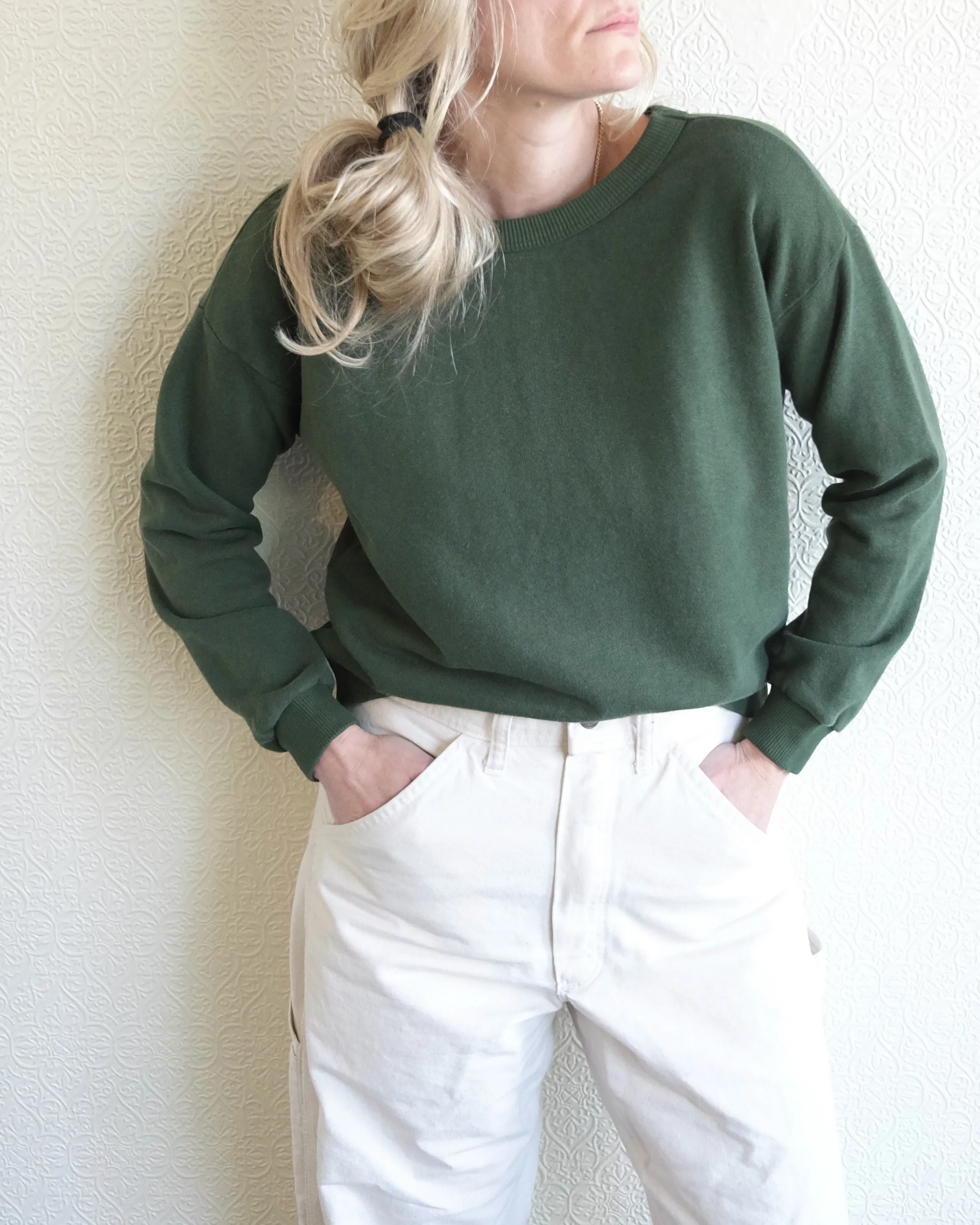 Crux Cropped Sweatshirt, Hunter Green