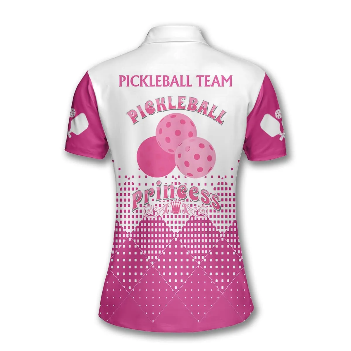 Custom Name Team Pink And White Pickleball Polo Shirts For Women