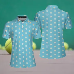 Daisy Tennis Shirt Short Sleeve Women Polo Shirt, Tennis Polo Shirt