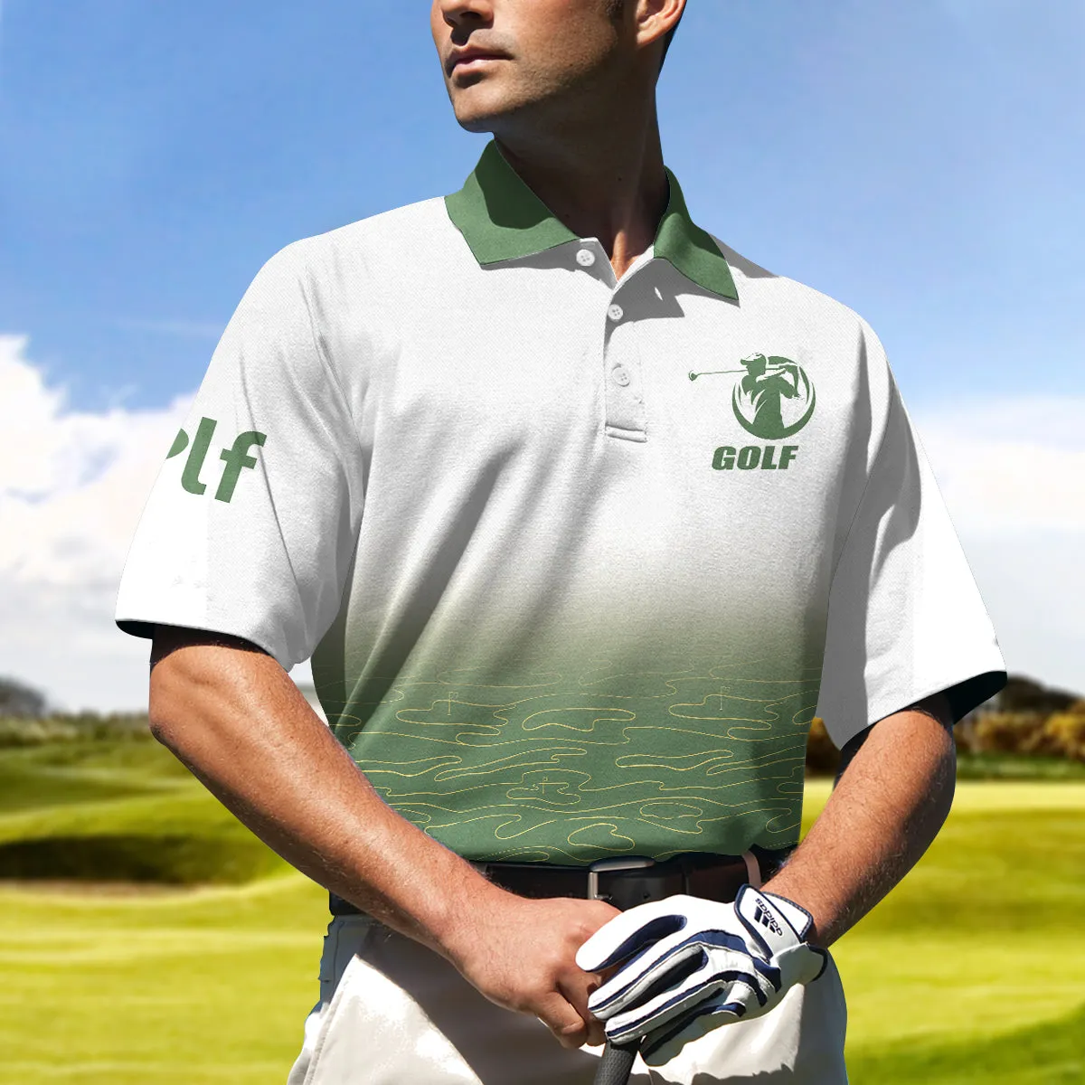 Elegant Born To Golf Forced To Work Golf Polo Shirt, White And Green Golf Shirt For Men Coolspod