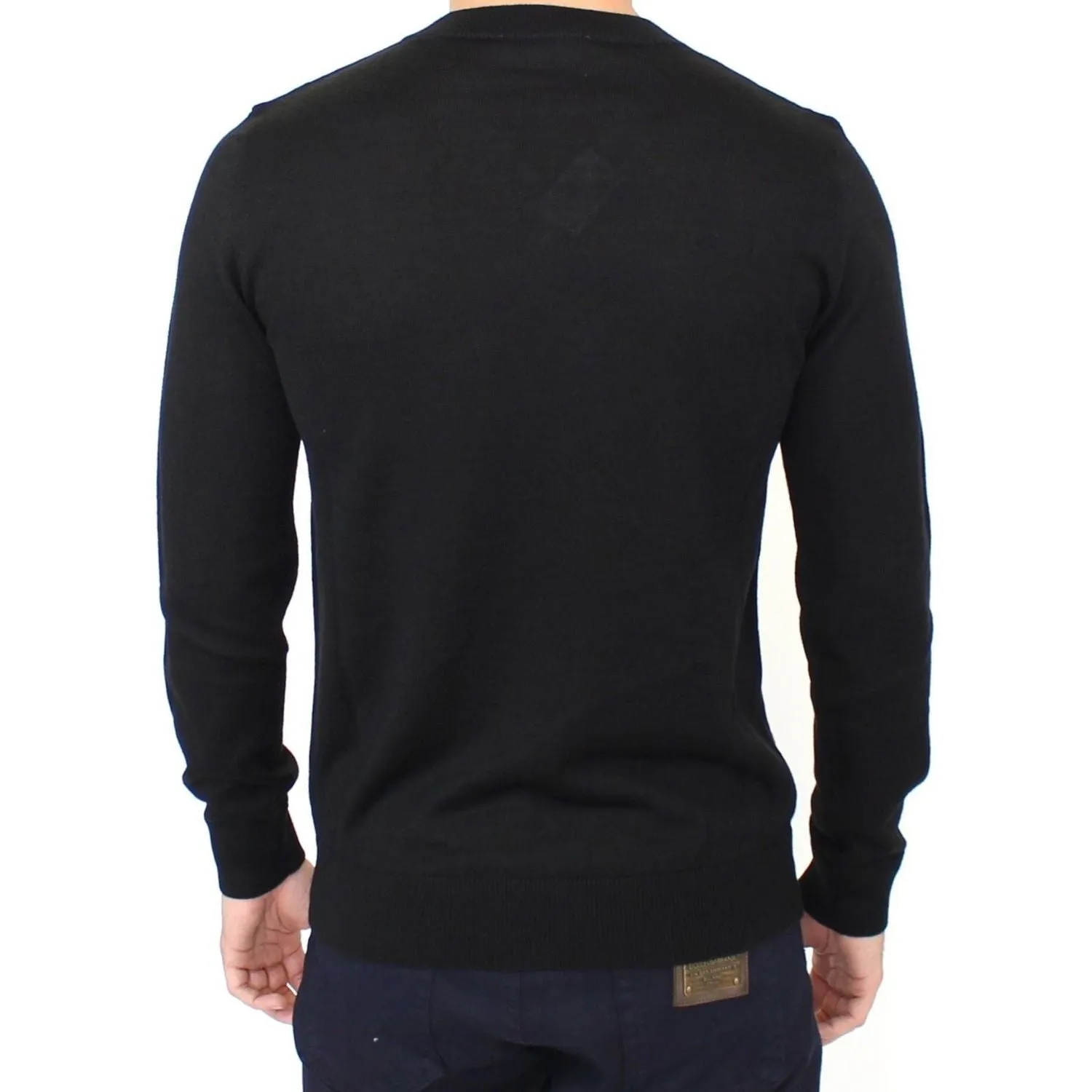 Ermanno Scervino Elegant Black V-Neck Wool Blend Sweater