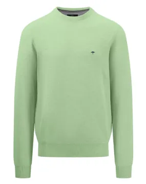 Fynch Hatton - O-Neck Structure Sweater, Soft Green