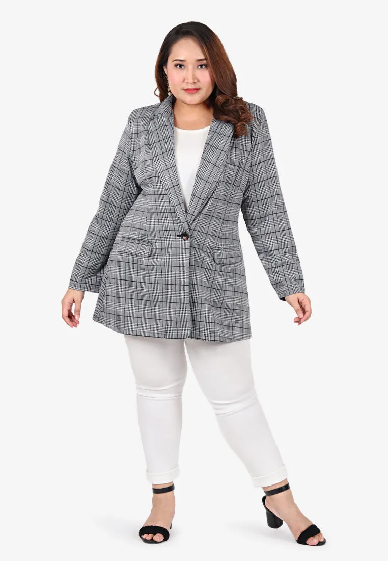 Gerimis Professional Workwear Plaids Blazer - Grey