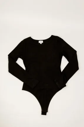 Gigi Long Sleeve Ribbed Bodysuit | Black