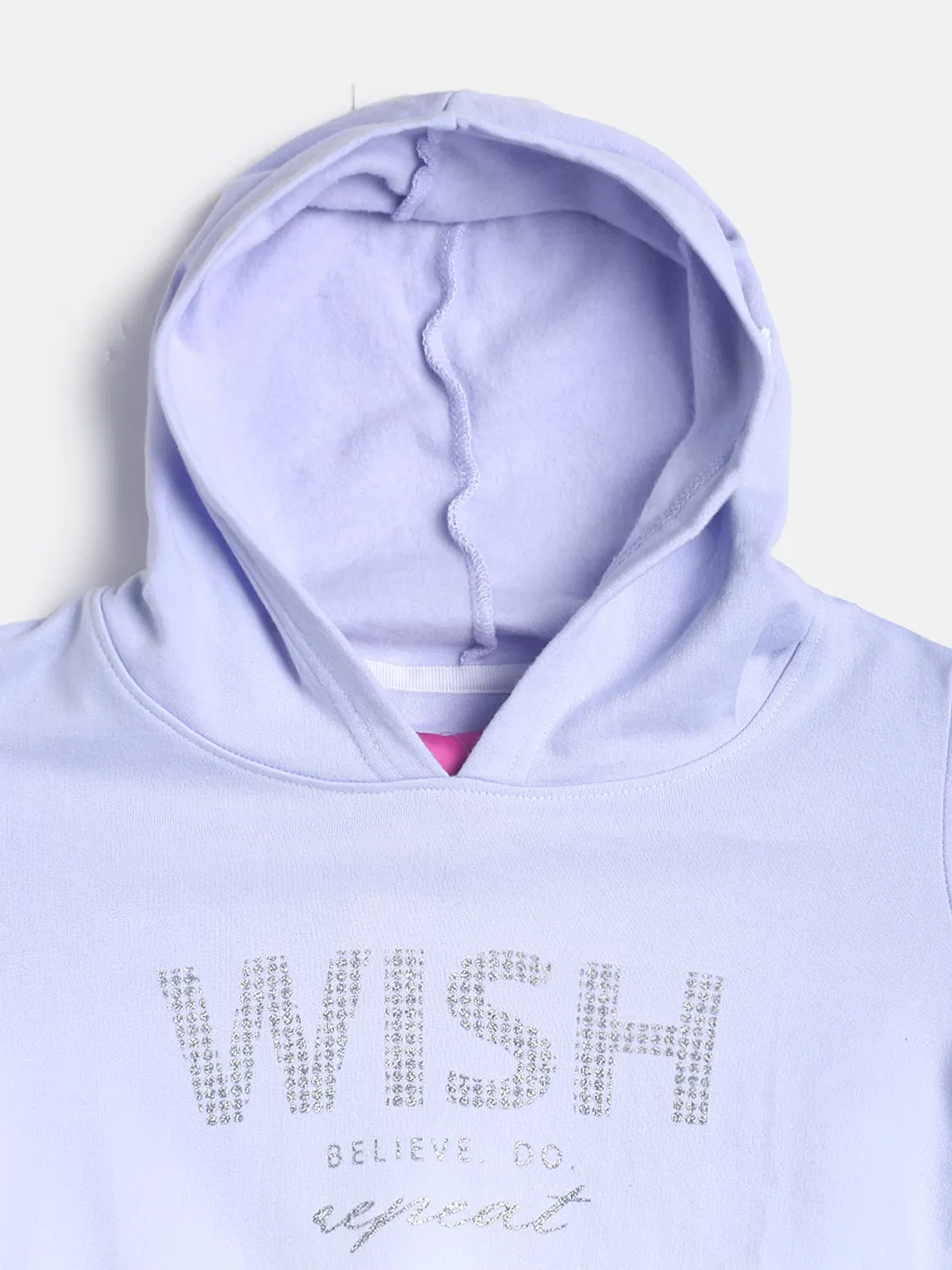 Girls Pastel Lilac Ombre Printed Sweatshirt With Hood