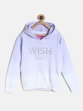 Girls Pastel Lilac Ombre Printed Sweatshirt With Hood