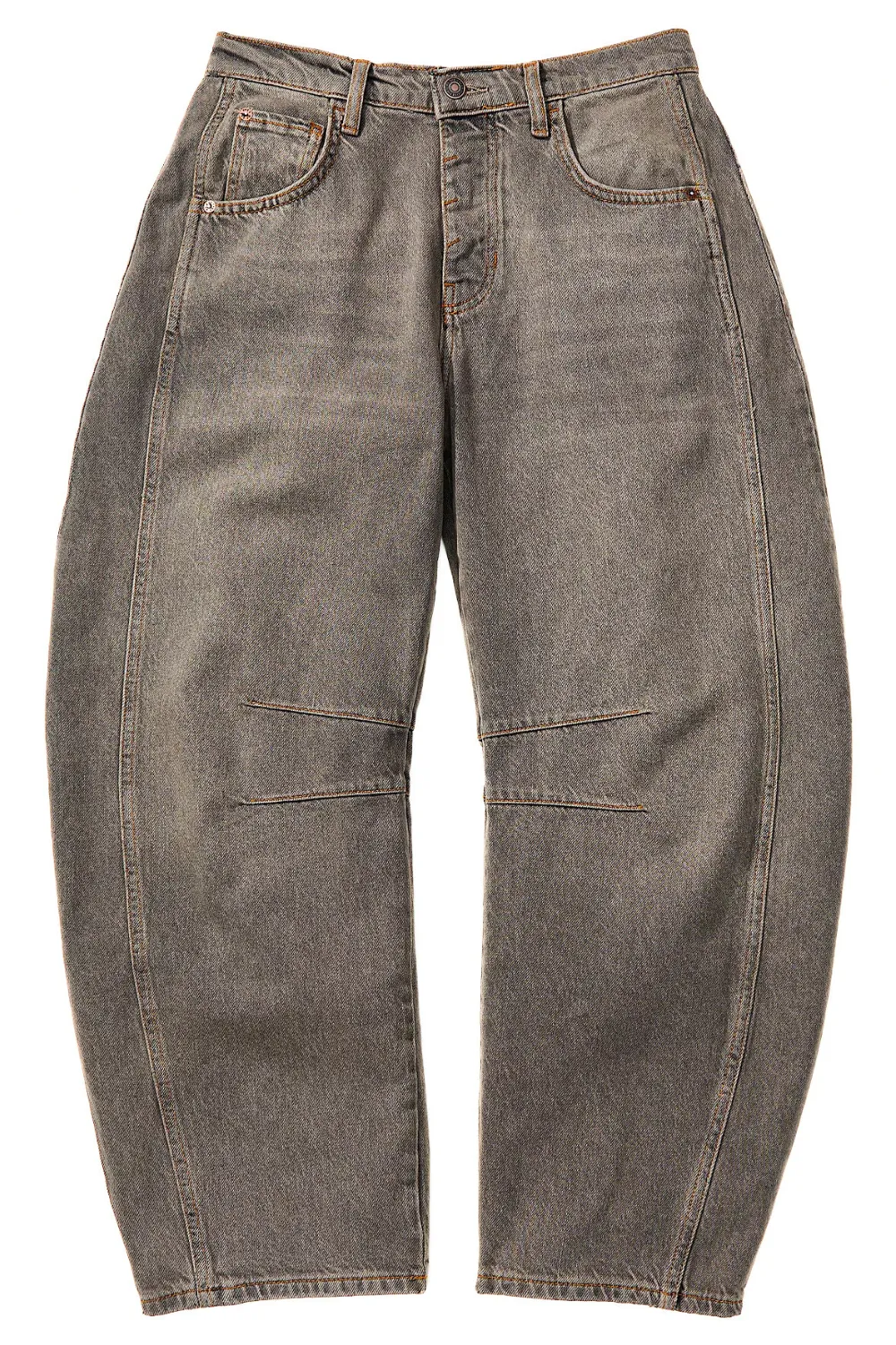 Good Luck Mid Rise Barrel Jeans  in Archive Grey