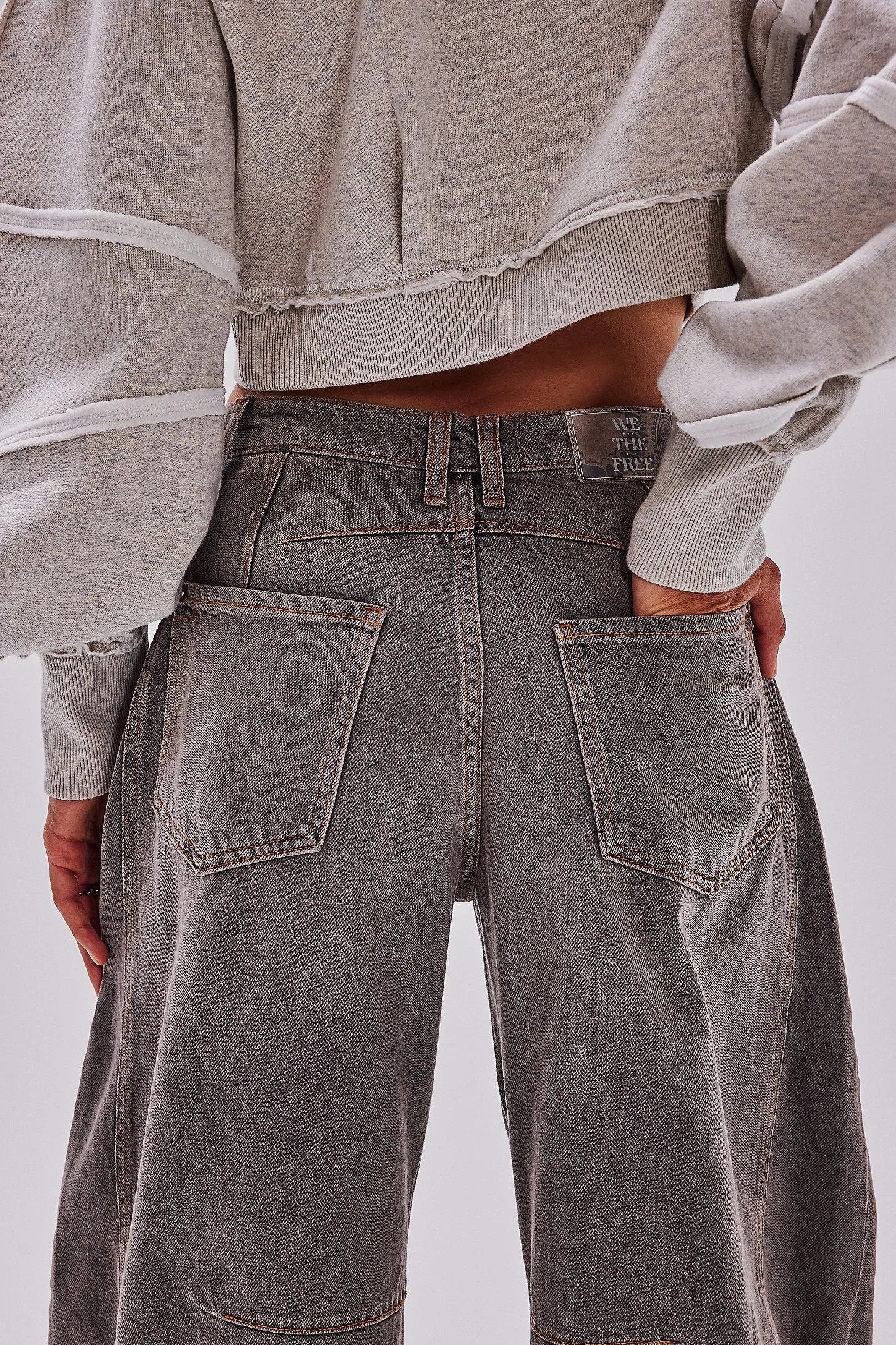 Good Luck Mid Rise Barrel Jeans  in Archive Grey