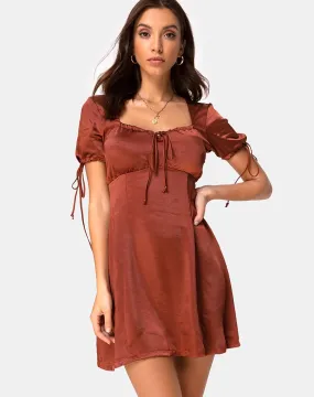 Guenette Dress in Dark Rust