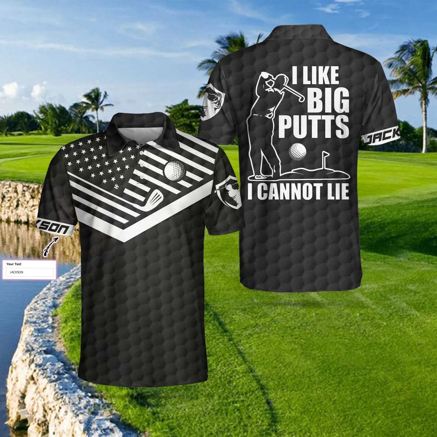 I Like Big Putts I Cannot Lie Custom Polo Shirt, Personalized American Flag Polo Shirt, Best Golf Shirt For Men Coolspod