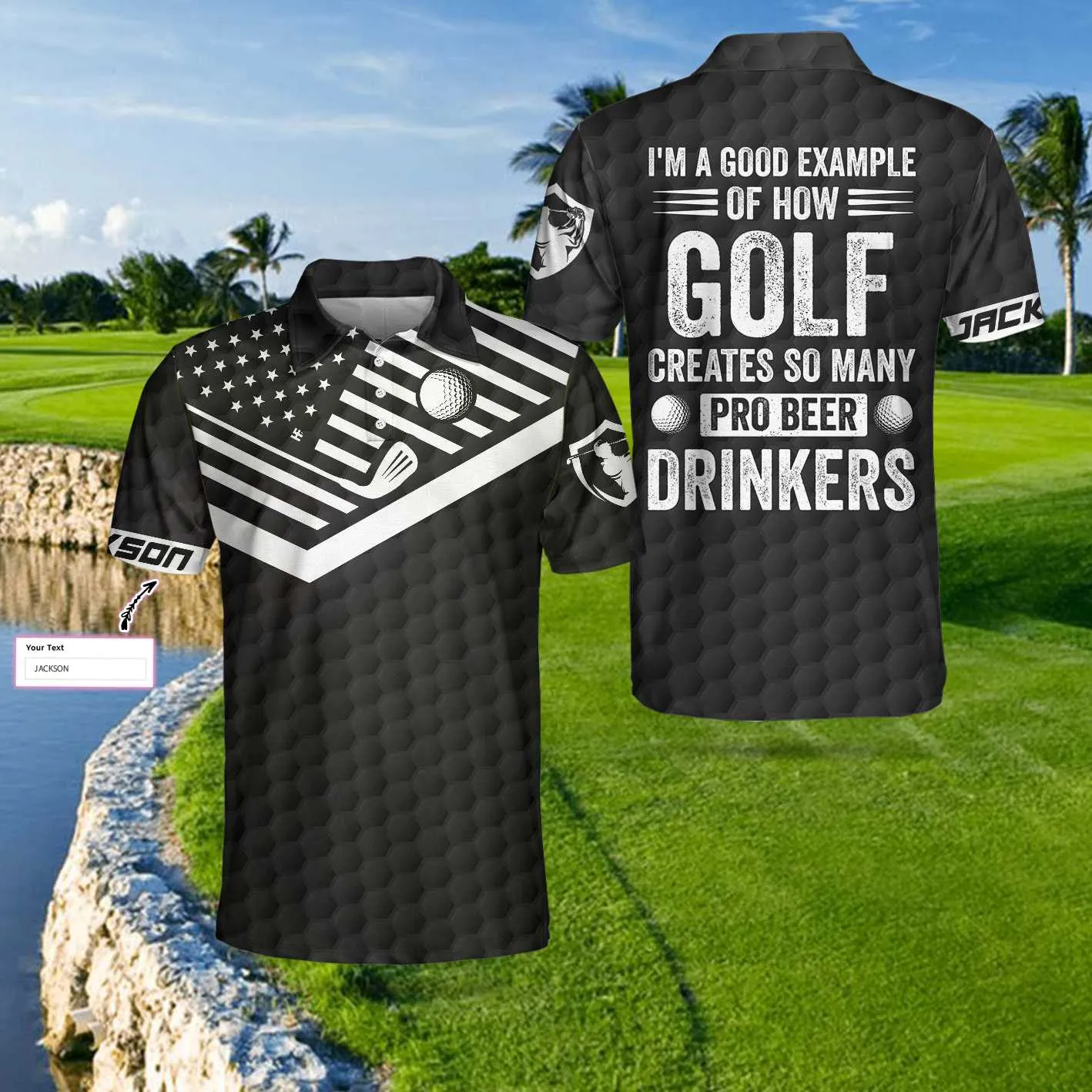 I'M A Golf Pro Custom Polo Shirt, Personalized American Flag Golf Shirt For Men, Cool Gift For Golfers Coolspod