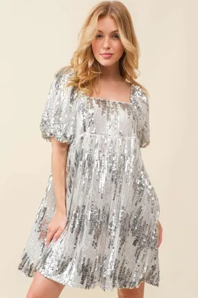 Is It Over Now Sequin Babydoll Dress