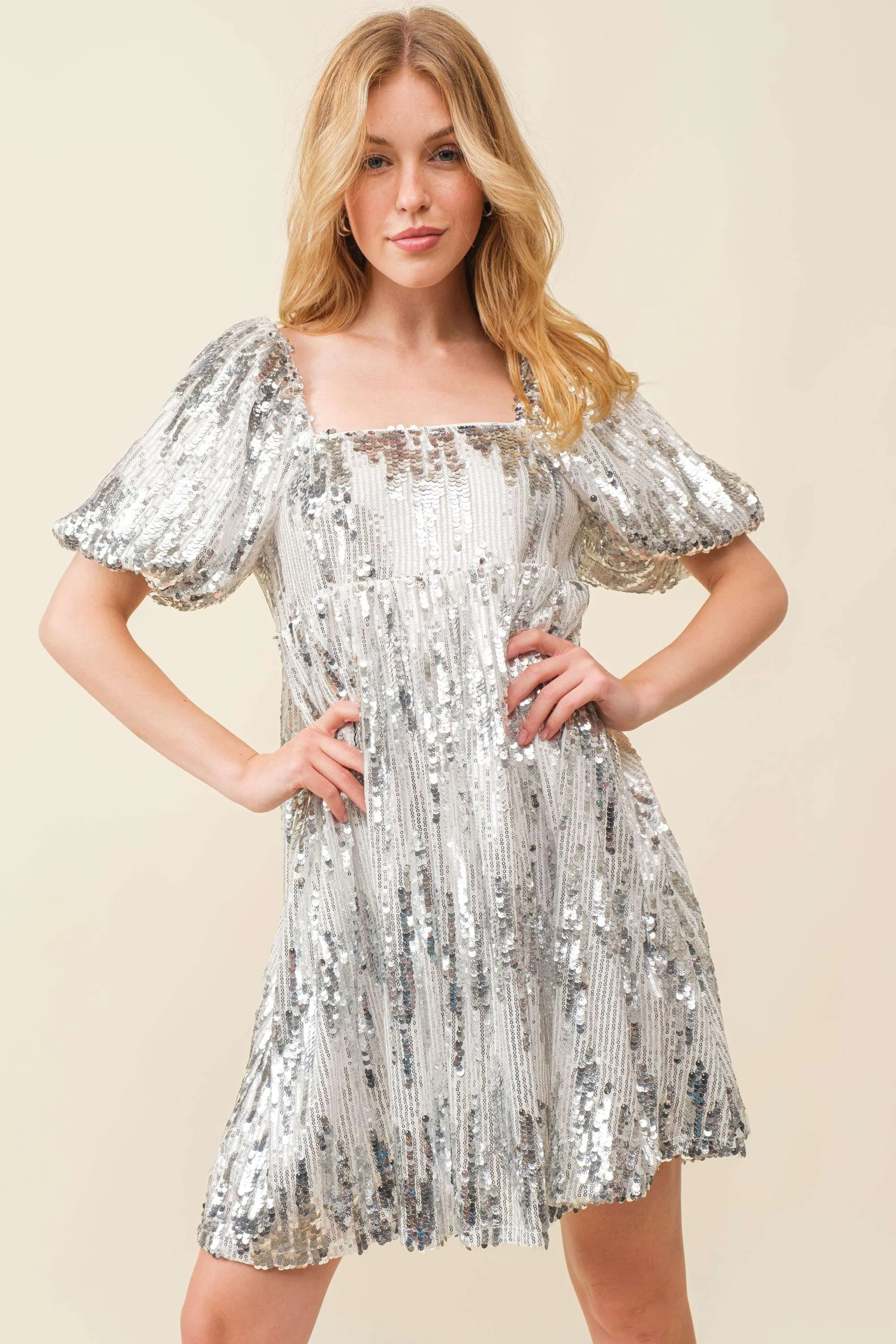 Is It Over Now Sequin Babydoll Dress